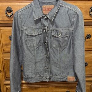 Guess Charcoal Button-Up Denim Jacket